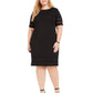 Jessica Howard Women's Short Sleeve Below the Knee Dress Black Size 24W