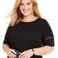Jessica Howard Women's Short Sleeve Below the Knee Dress Black Size 24W