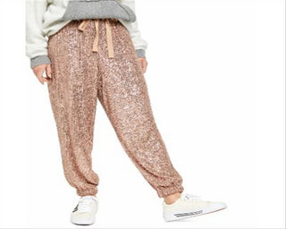 Free People Women's  Beaded Tie Evening Pants Gold Size L