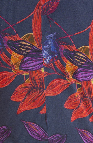 Fuzzi Women's Embroidered Trim Floral Maxi Dress Blue Size Large