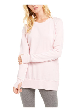 Ideology Women's Ribbed Trim Pull Over Sweatshirt -Pink Size L