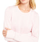 Ideology Women's Ribbed Trim Pull Over Sweatshirt -Pink Size L