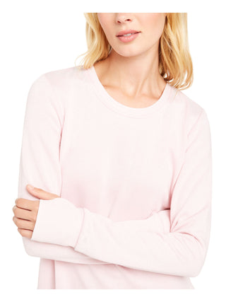 Ideology Women's Ribbed Trim Pull Over Sweatshirt -Pink Size L