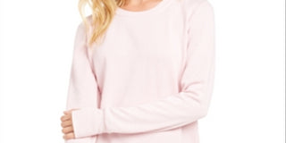 Ideology Women's Ribbed Trim Pull Over Sweatshirt -Pink Size L