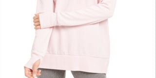 Ideology Women's Ribbed Trim Pull Over Sweatshirt -Pink Size L