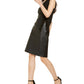 INC International Concepts Women's Mixed Media Faux Wrap Dress Black Size 6
