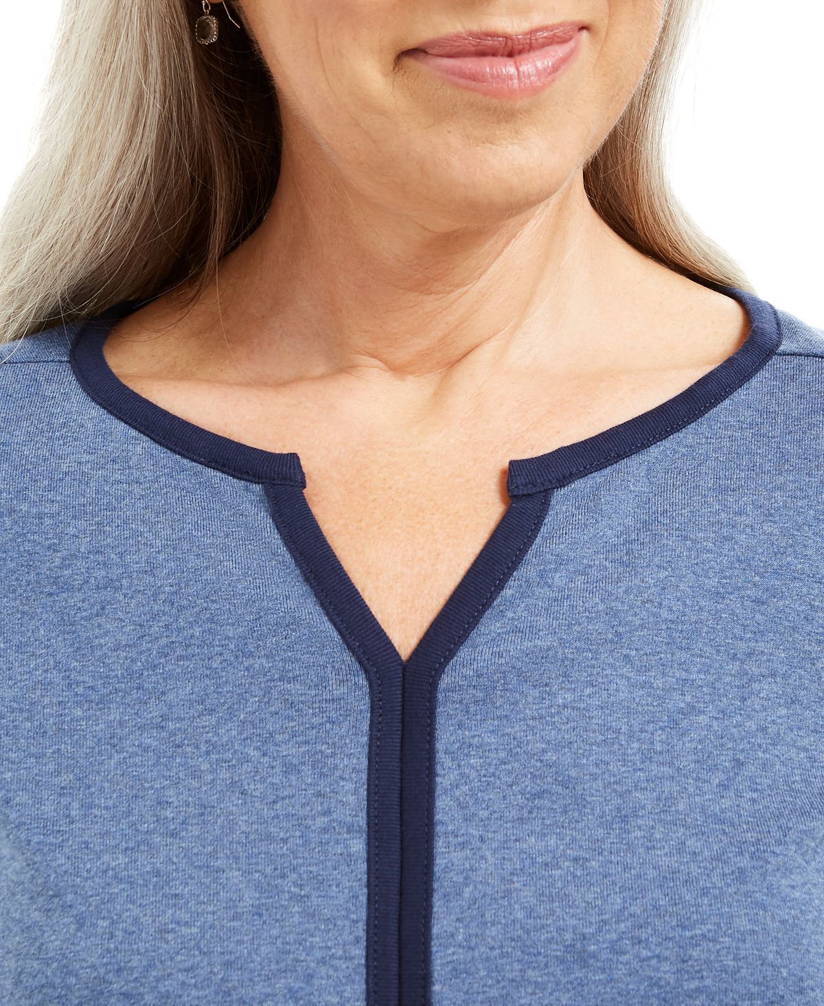 Karen Scott Women's Cotton Tipped Tunic Blue Size S