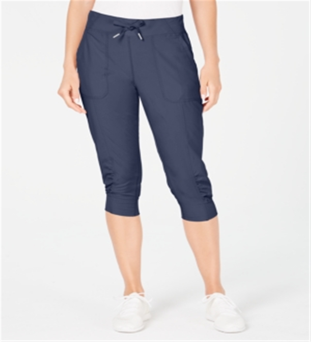 Calvin Klein Women's Performance Commuter Active Strech Woven Capri Pants Grey Size XL