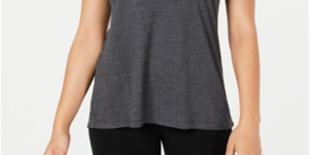 Ideology Women's Tie Back Fitness Tank Top Gray Size Large