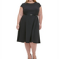 Tommy Hilfiger Women's Plus Belted MIDI Dress Black Size 18 W