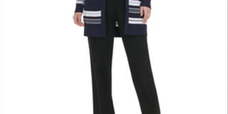 Calvin Klein Women's Striped Open Cardigan Navy Size XL