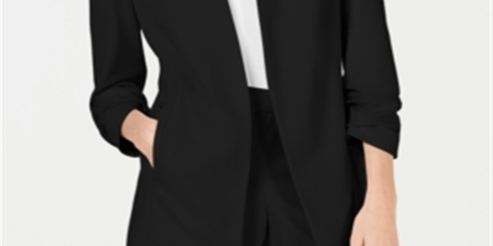 Alfani Women's Solid Blazer Wear to Work Jacket Black Size X-Large