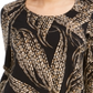 JM Collection Women's Printed 3/4 Sleeve Top -Black Size Petite S