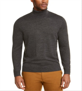 Club Room Men's Merino Wool Blend Turtleneck Gray Size Large