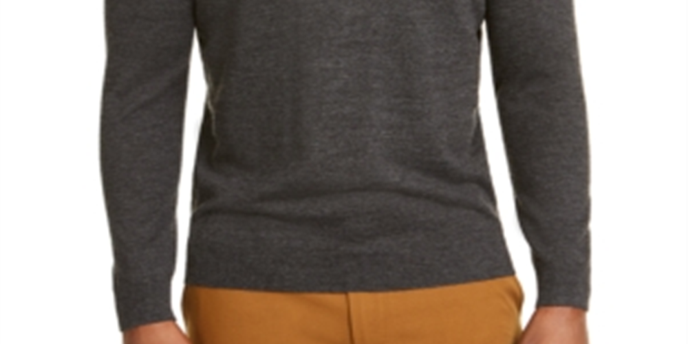 Club Room Men's Merino Wool Blend Turtleneck Gray Size Large