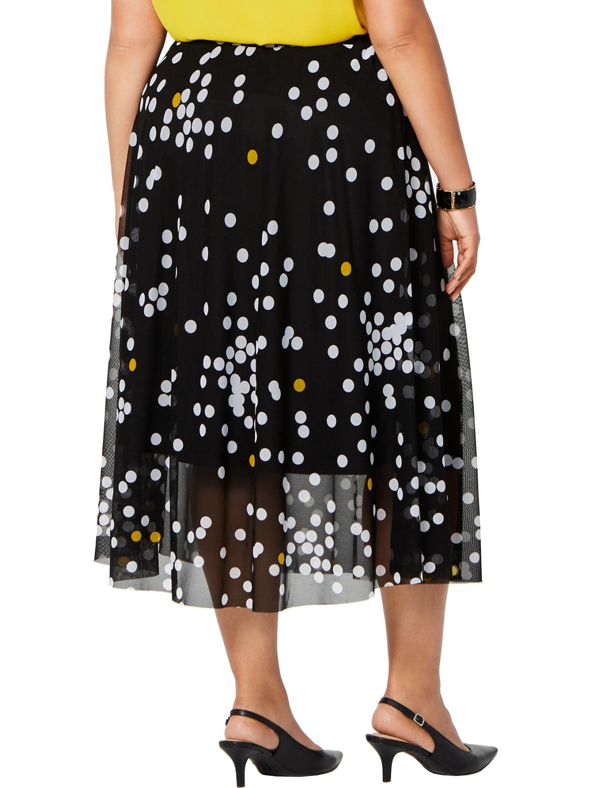 Alfani Women's Plus Polka Dot Printed MIDI MIDI Skirt -Black  Size 4X