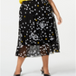 Alfani Women's Plus Polka Dot Printed MIDI MIDI Skirt -Black  Size 4X
