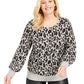Alfani Women's Metallic Animal Print Sweater Gray Size 4X