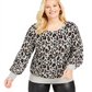 Alfani Women's Metallic Animal Print Sweater Gray Size 4X
