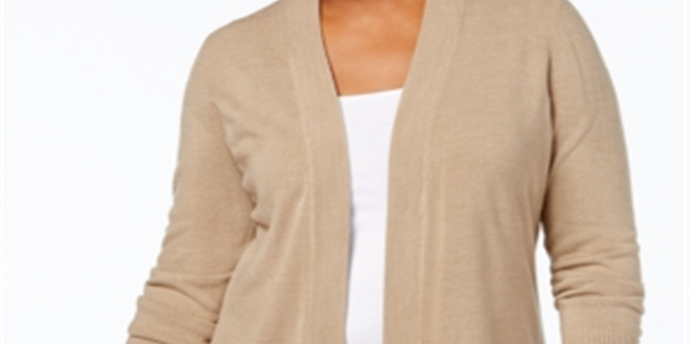 Karen Scott Women's Plus Long Duster Cardigan Sweater Brown Size -2XL