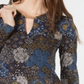 Michael Kors Women's Medallion Print Keyhole Top Blue Size Petite M