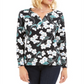 Karen Scott Women's Glitter Vines Henley Top Green Size XX-Large