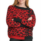 DKNY Women's Colorblocked Leopard Print Sweater Red Size XL