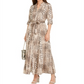 INC International Concepts Women's Animal Print Shirtdress Brown Size 14 Petite