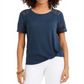 Style & Co Women's Lace Inset Top Dark Blue Size XS