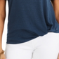 Style & Co Women's Lace Inset Top Dark Blue Size XS