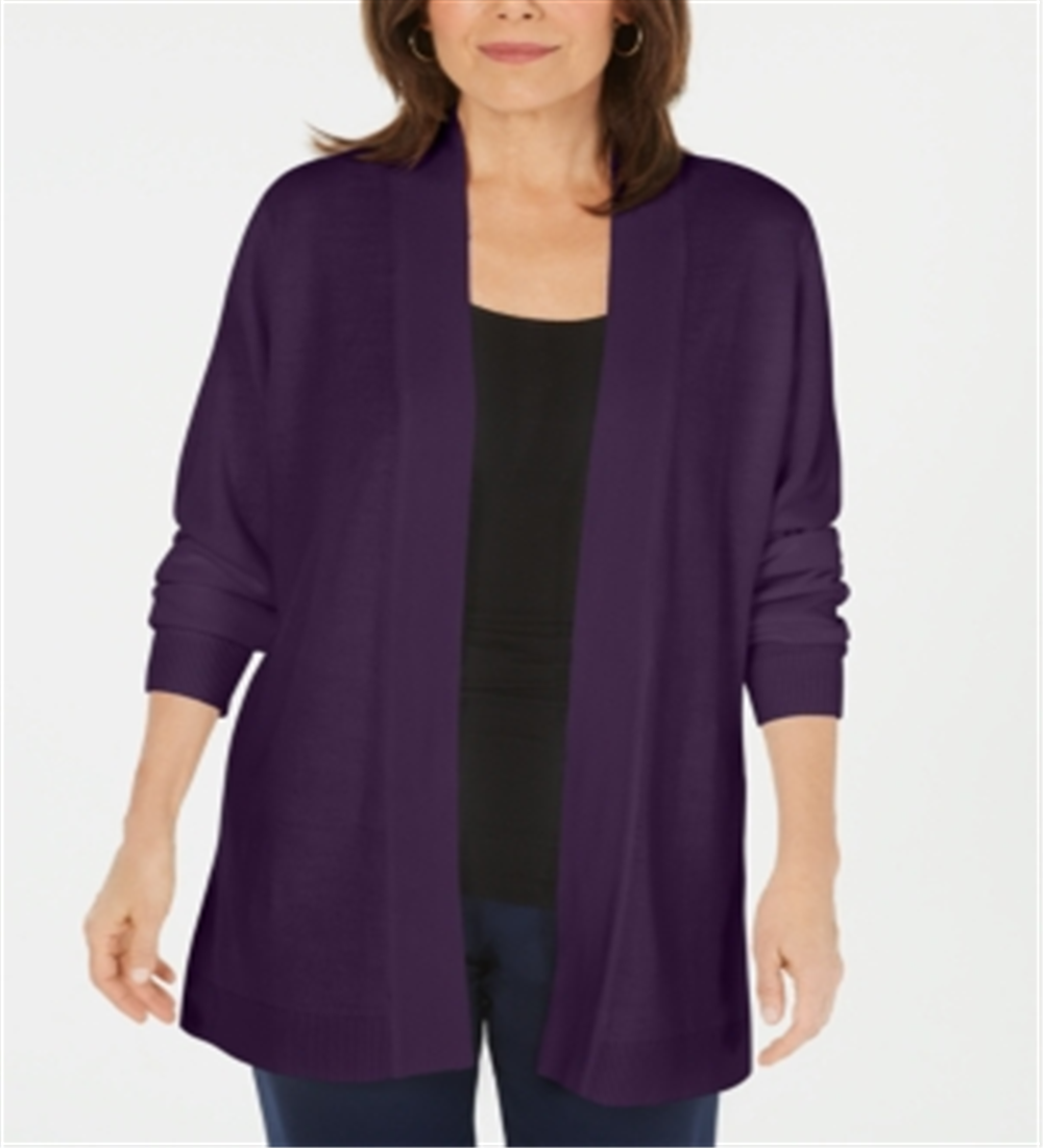 Karen Scott Women's Open Front Cardigan Purple Size -PP