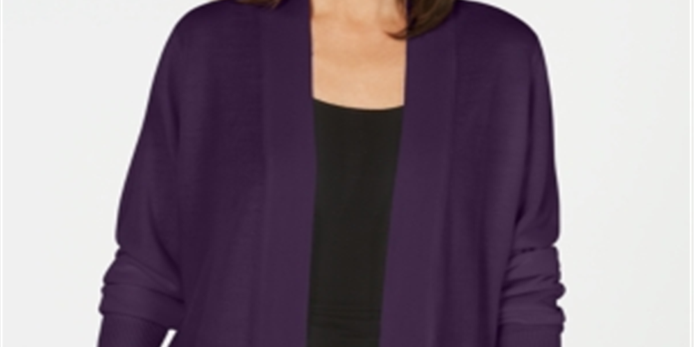 Karen Scott Women's Open Front Cardigan Purple Size -PP
