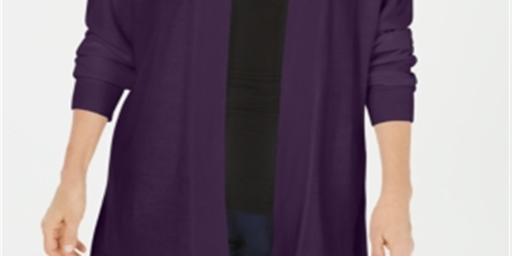 Karen Scott Women's Open Front Cardigan Purple Size -PP