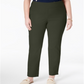 Charter Club Women's Plus Waist Smoothing Tummy Slimming Skinny Pants Green Size 14W