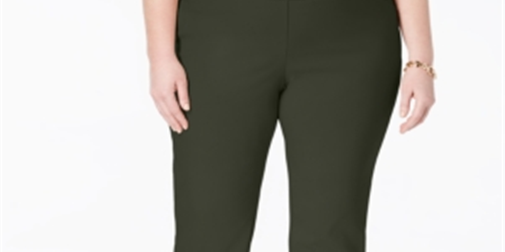 Charter Club Women's Plus Waist Smoothing Tummy Slimming Skinny Pants Green Size 14W