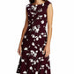 Ralph Lauren Women's Casual Plum & Colonial Cream Floral Jersey Fit & Flare Dress Wine Size 6