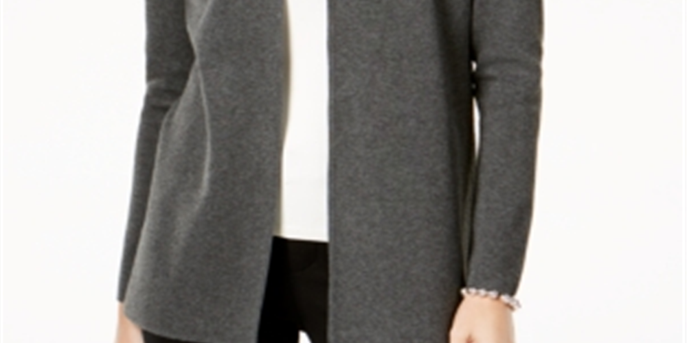 Charter Club Women's Open Front Cardigan Gray Size Petite S