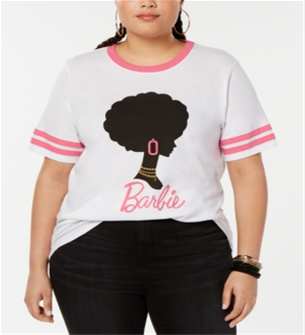 Love Tribe Women's Barbie Graphic Print T-Shirt -White Size 2X