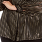 Alfani Women's Plus Striped Split Neck Top Black Size 4XL