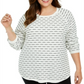 Karen Scott Women's Plus Textured Striped Cotton Top White Size 4X