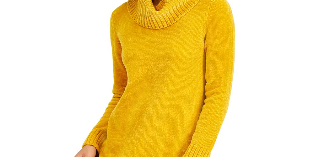 Style Co Women's Cowl Neck Chenille Pullover Sweater Black Size X-Large