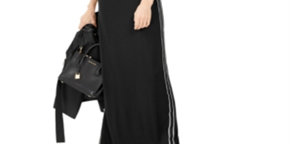Michael Kors Women's Side Tape Maxi Dress Black Size -XL