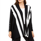 Alfani Women's Striped Open Front Poncho Cardigan Black Size XL