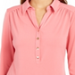 Charter Club Women's 3/4 Sleeve Polo Top Pink Size PP