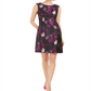 Jessica Howard Women's Floral Sleeveless Jewel Neck Above the Knee Fit Flare Wear to Work Dress Purple Size 4 Petite