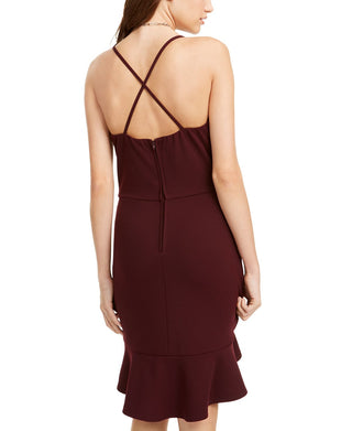 BCX Women's Spaghetti Strap V Neck Above the Knee Dress Wine Size 7