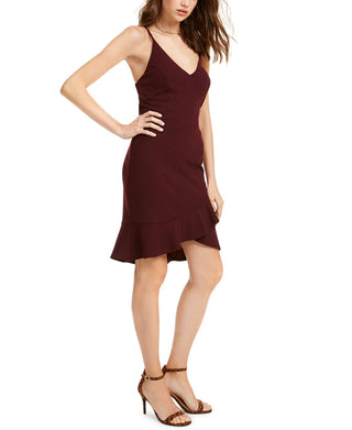 BCX Women's Spaghetti Strap V Neck Above the Knee Dress Wine Size 7