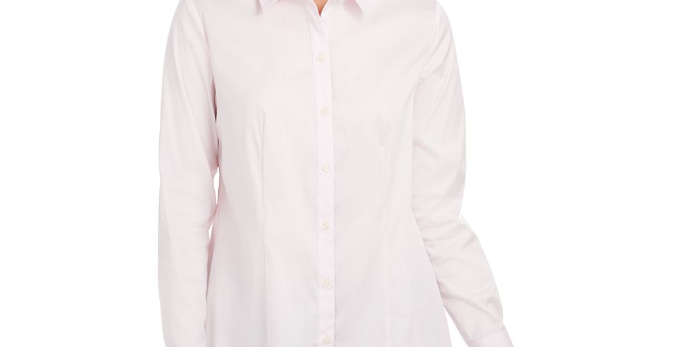 Charter Club Women's Classic Button Front Shirt Pink Size 10