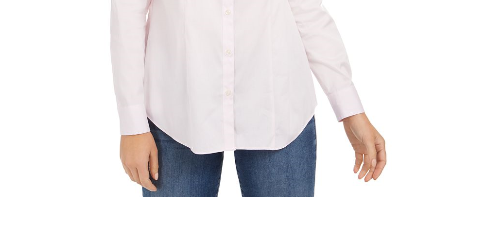 Charter Club Women's Classic Button Front Shirt Pink Size 10