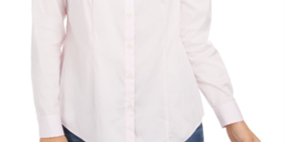 Charter Club Women's Classic Button Front Shirt Pink Size 10